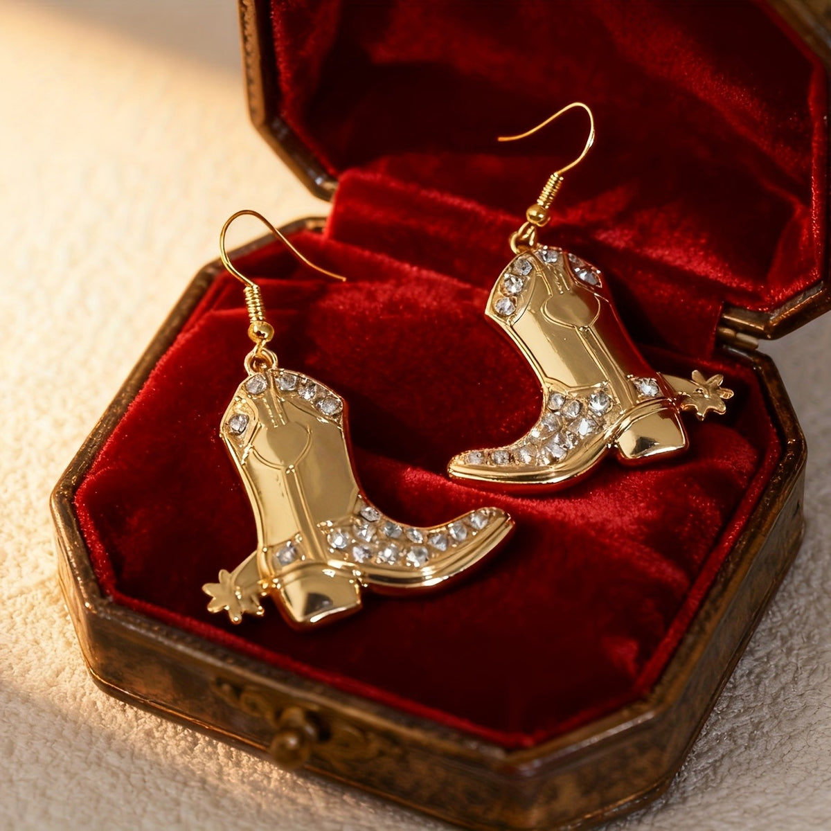 Classy Rhinestone Cowboy Boot Earrings