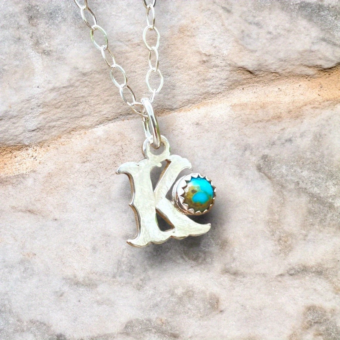 Boho Turquoise Initial Necklace
