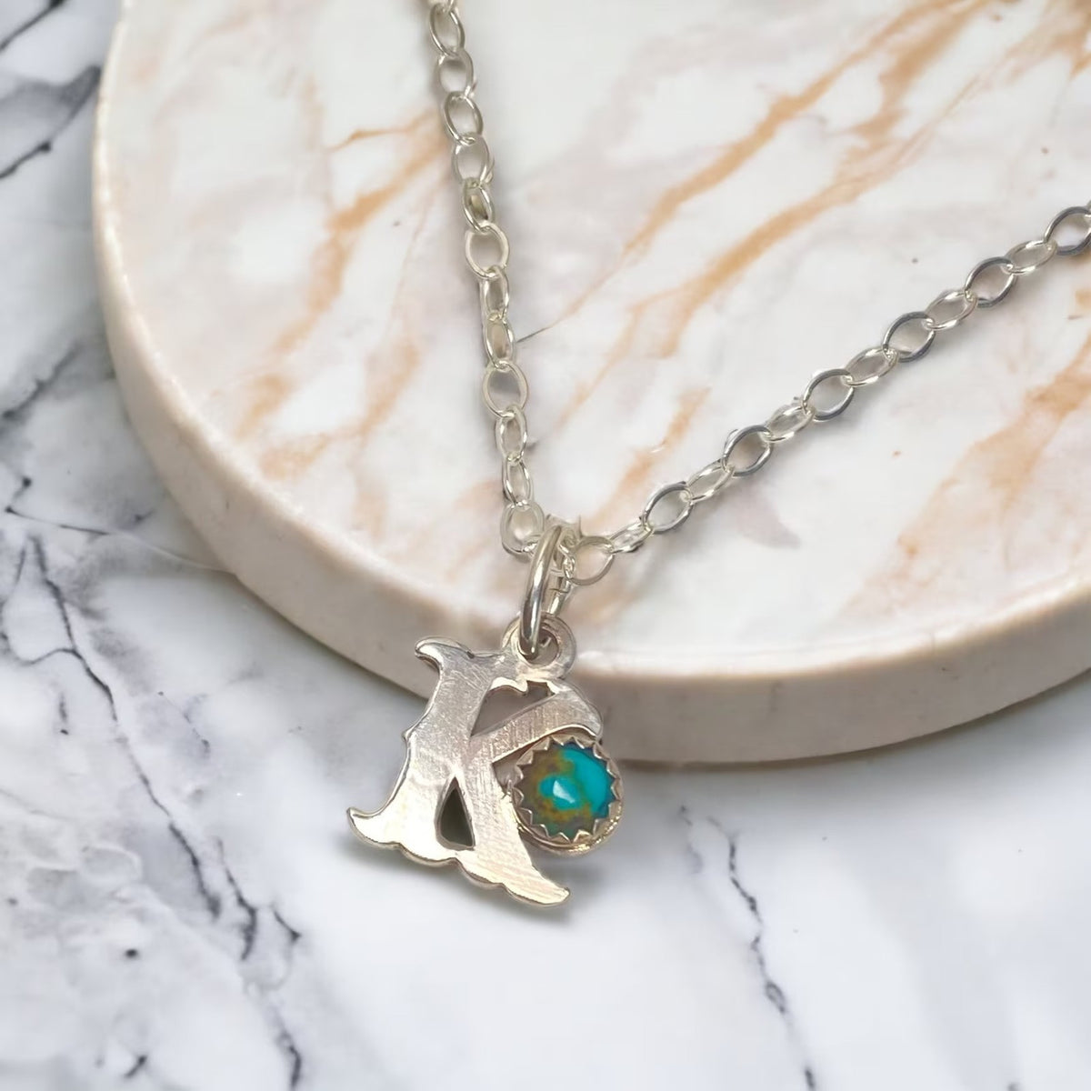 Boho Turquoise Initial Necklace