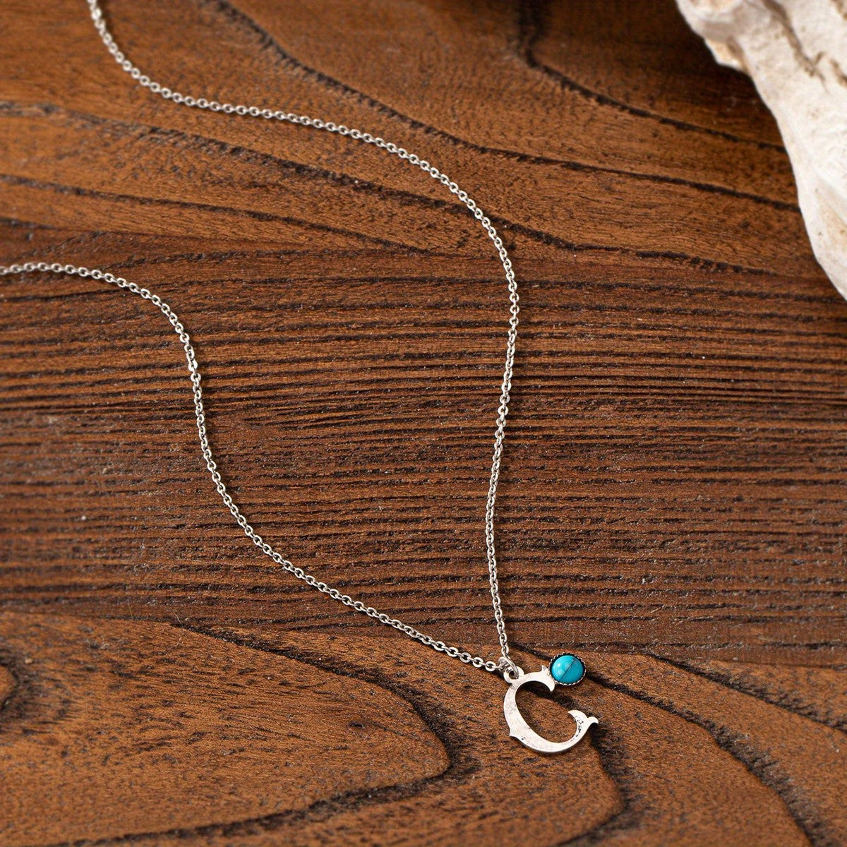 Boho Turquoise Initial Necklace
