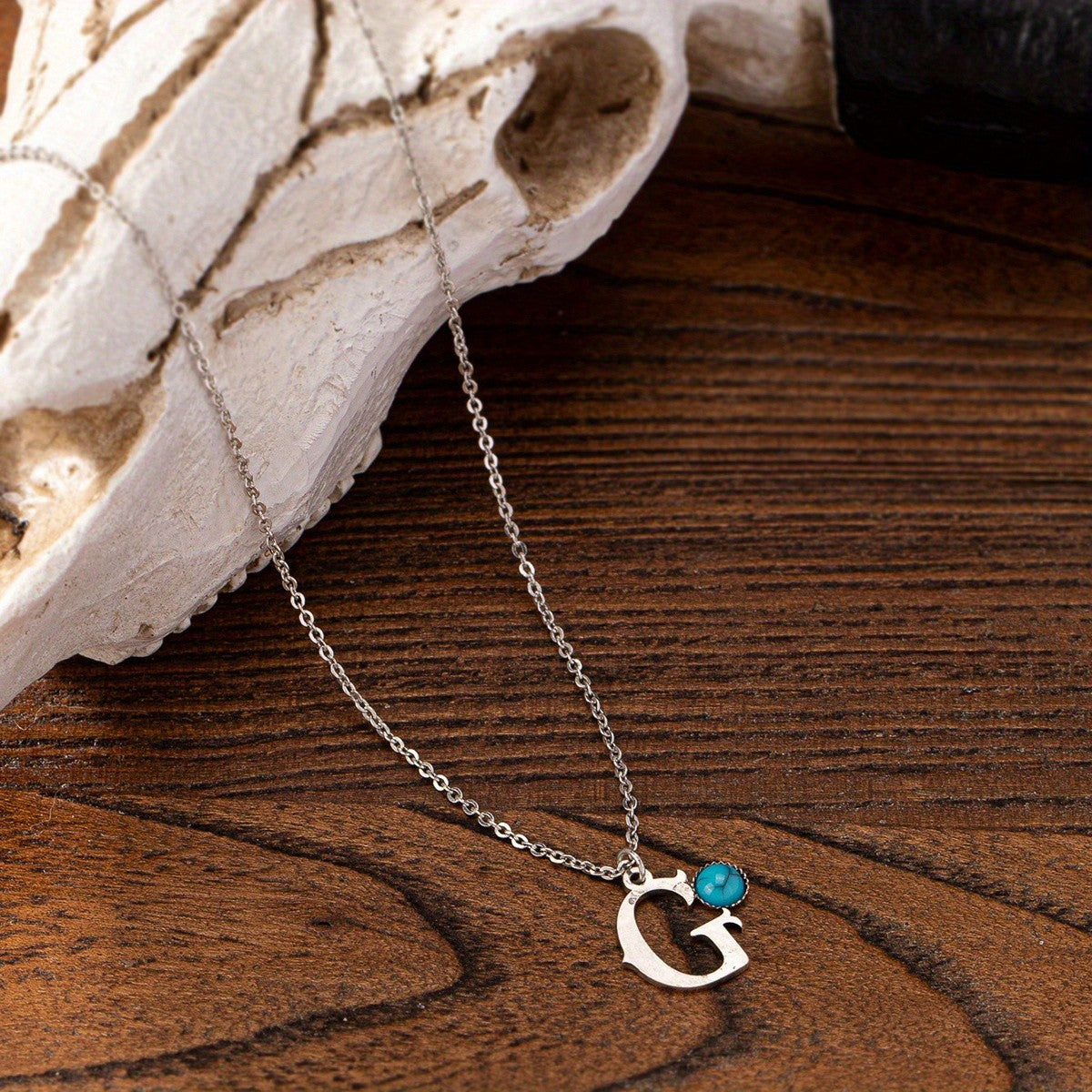 Boho Turquoise Initial Necklace