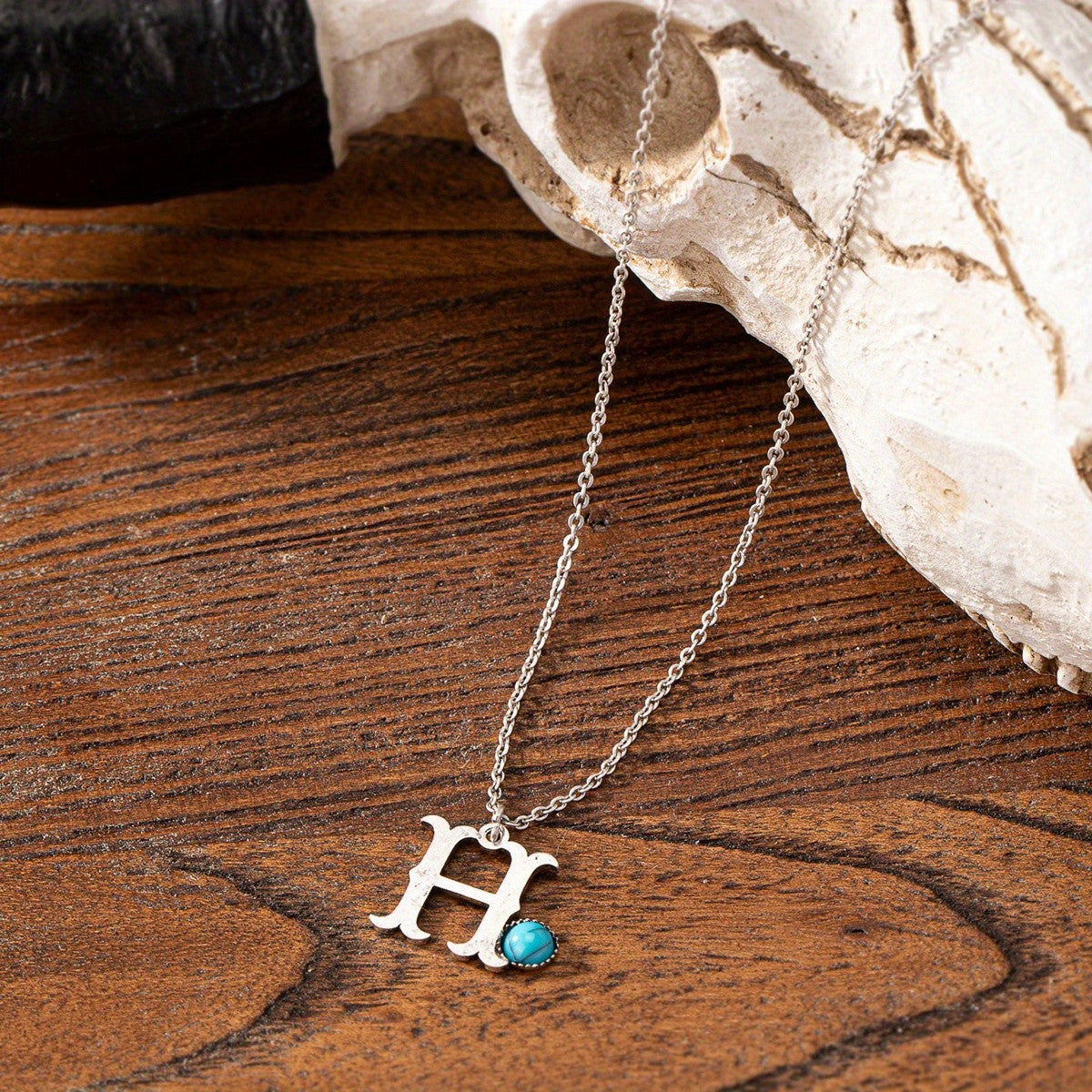 Boho Turquoise Initial Necklace