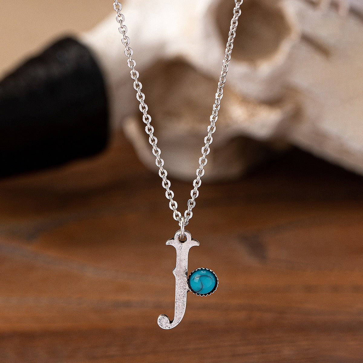 Boho Turquoise Initial Necklace
