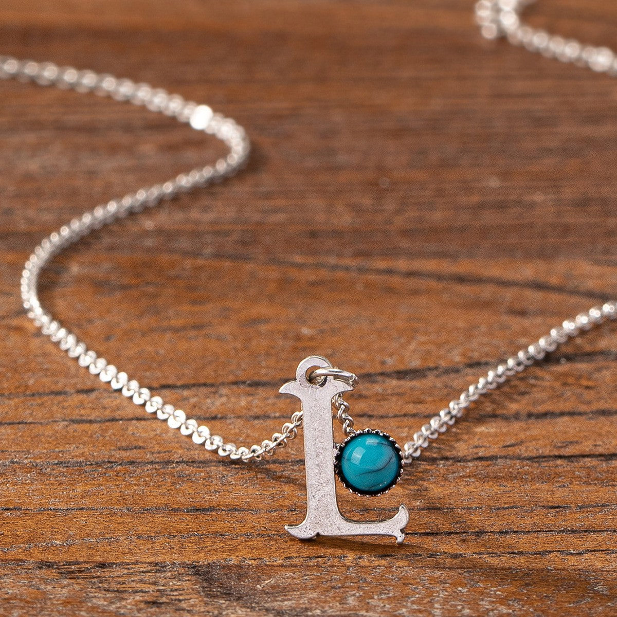 Boho Turquoise Initial Necklace