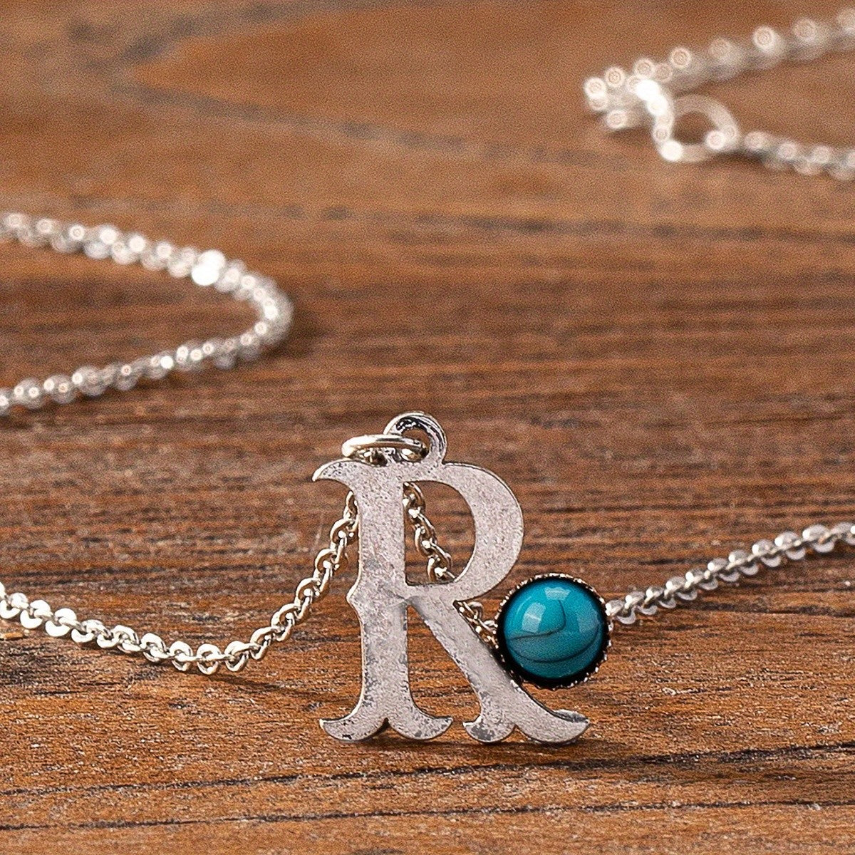 Boho Turquoise Initial Necklace