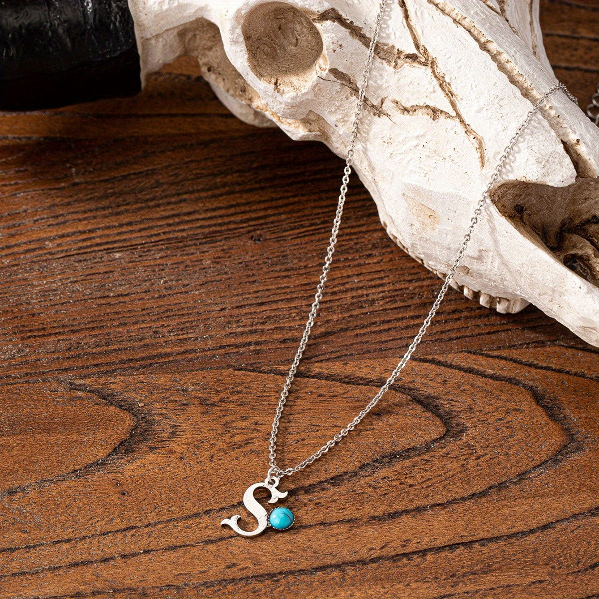 Boho Turquoise Initial Necklace