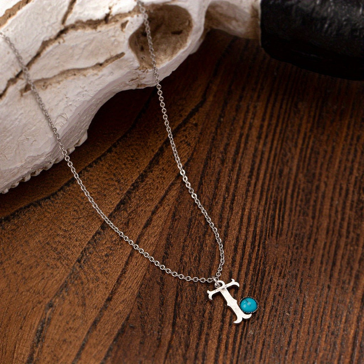 Boho Turquoise Initial Necklace
