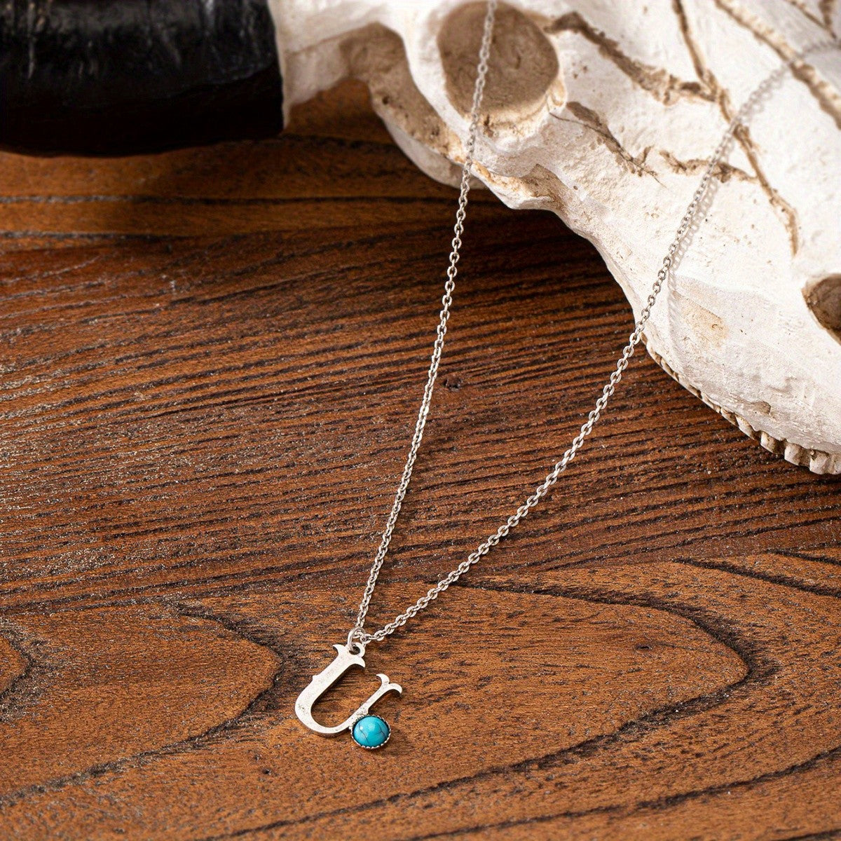 Boho Turquoise Initial Necklace