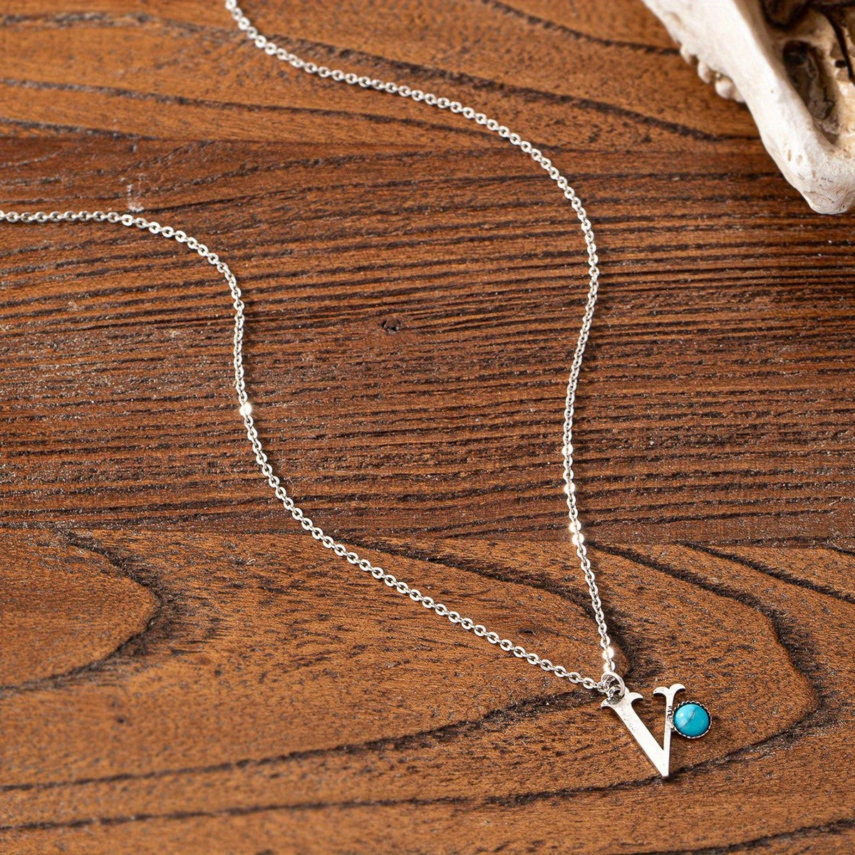 Boho Turquoise Initial Necklace