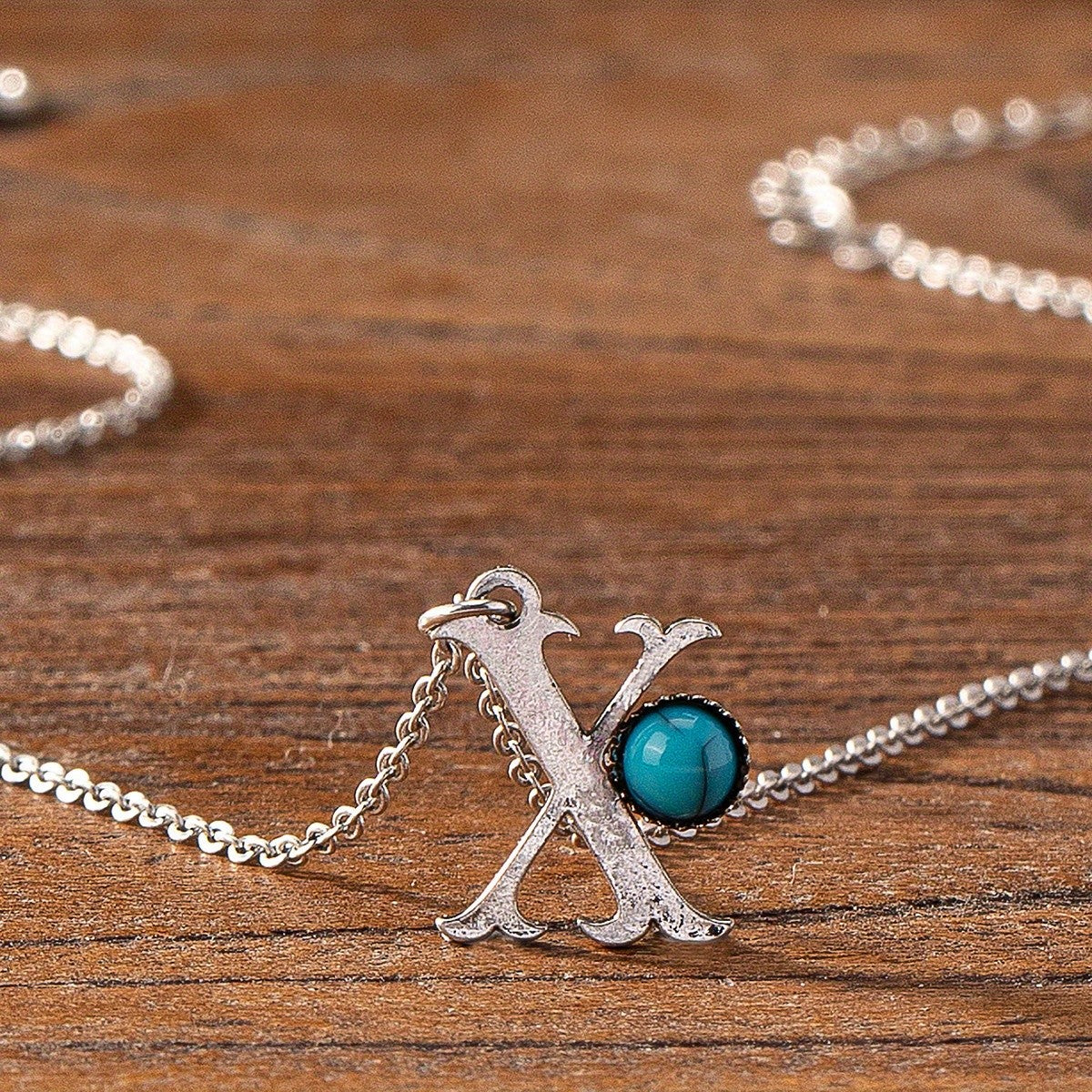 Boho Turquoise Initial Necklace