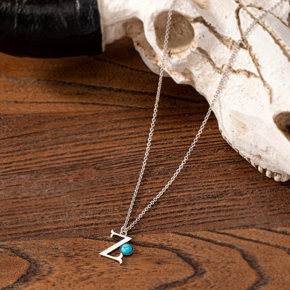 Boho Turquoise Initial Necklace