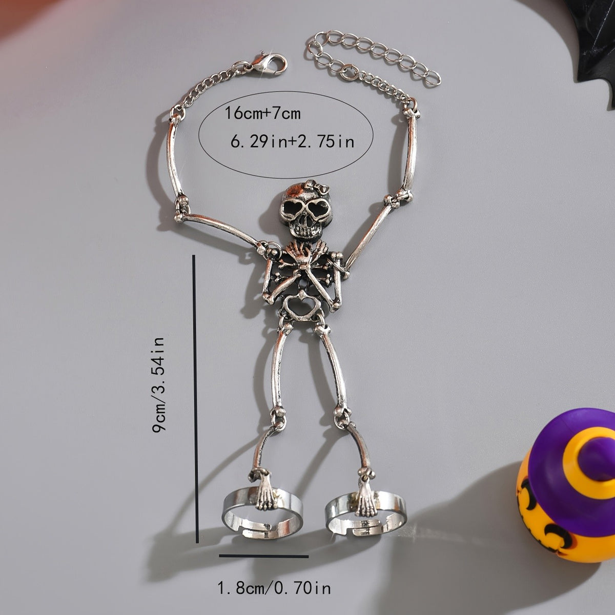 Edgy Skeleton Hand Chain Ring