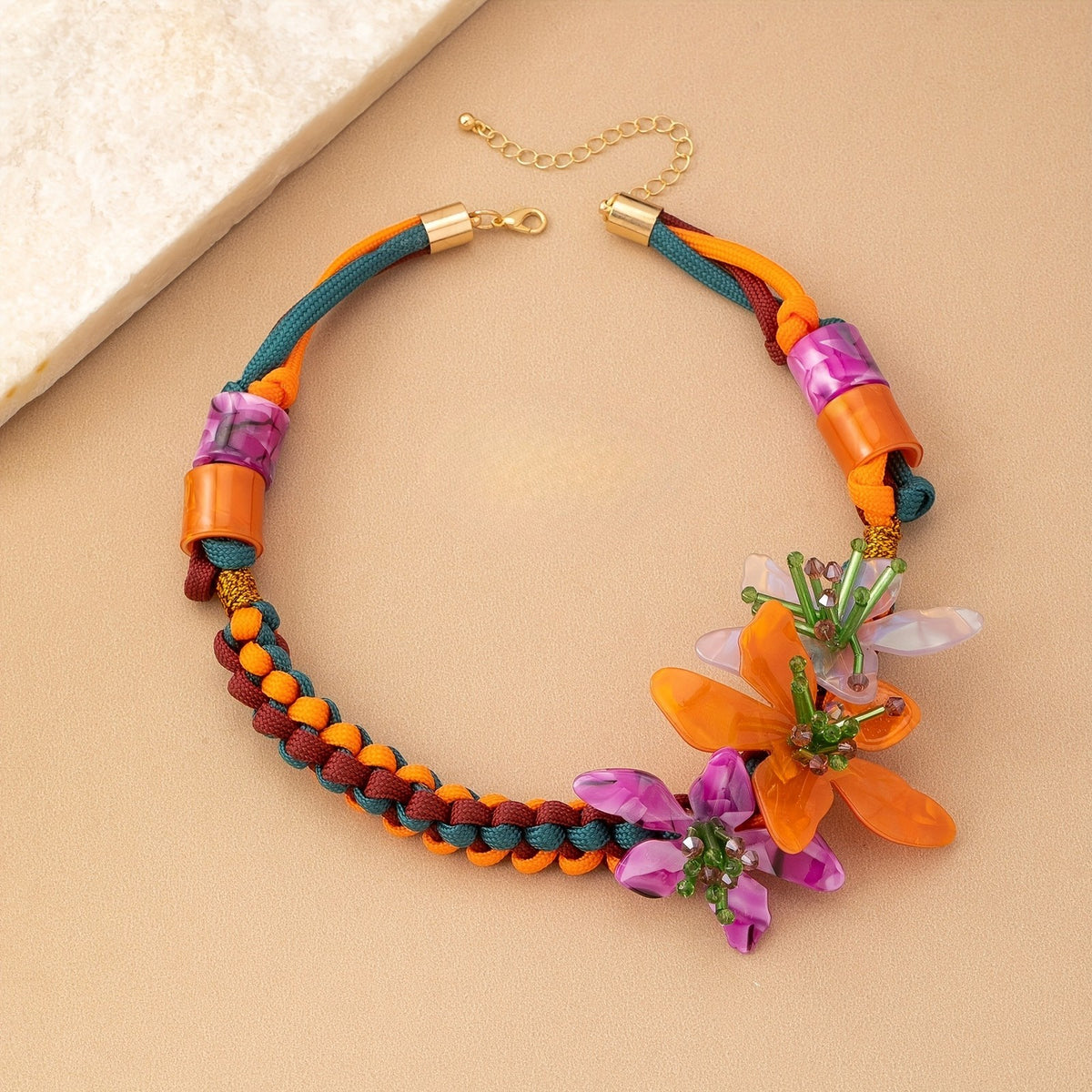 Boho Colorful Floral Choker Necklace