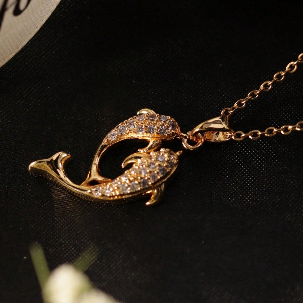Romantic Zircon Dolphin Pendant Necklace