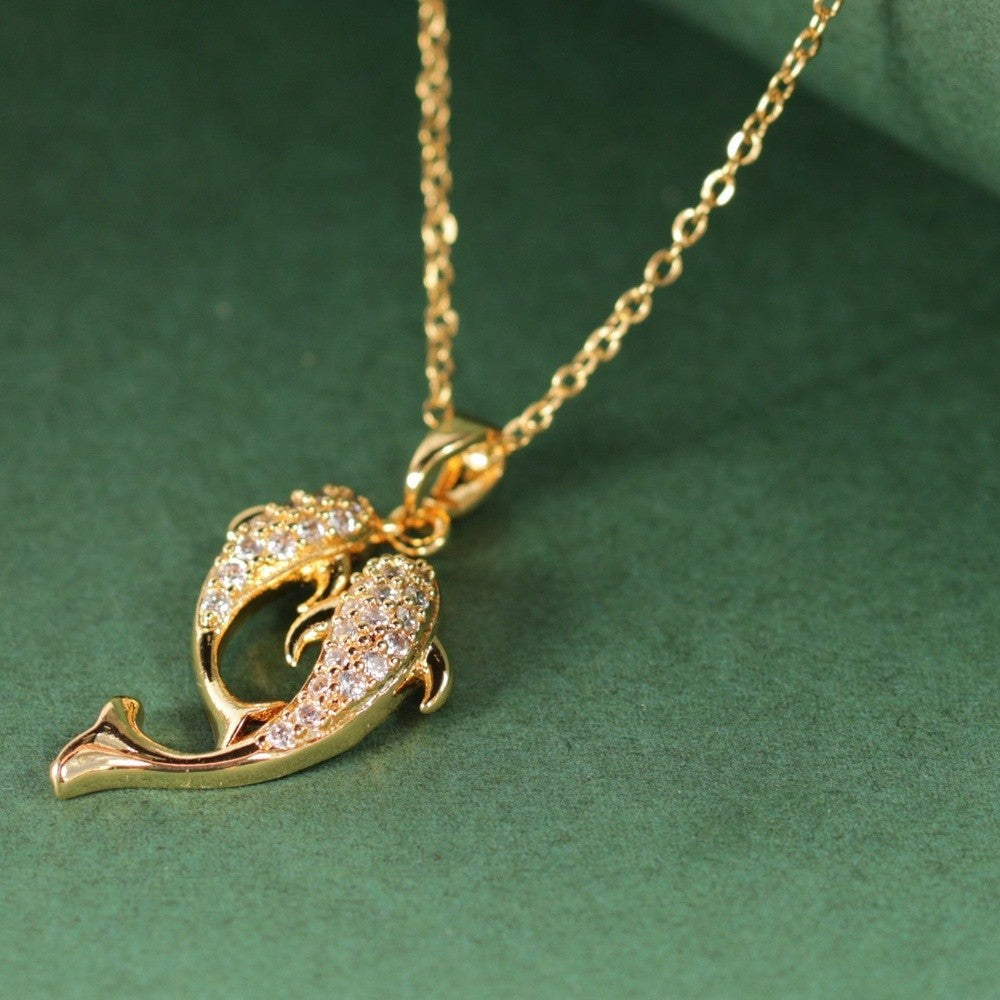 Romantic Zircon Dolphin Pendant Necklace