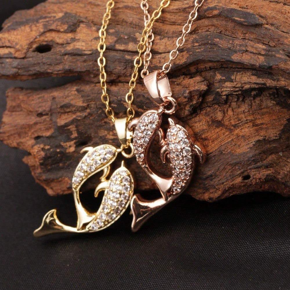 Romantic Zircon Dolphin Pendant Necklace