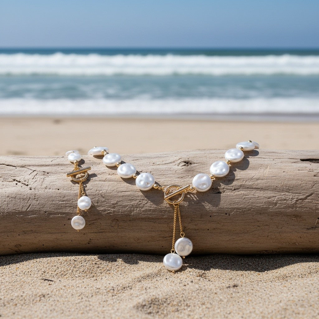 Elegant Faux Pearl Toggle Necklace Set