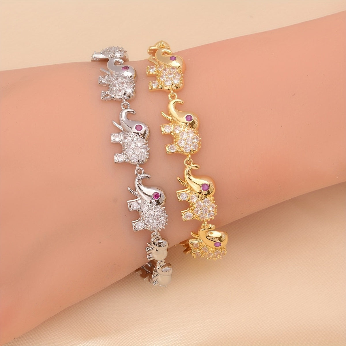 Dainty Zircon Elephant Bracelet
