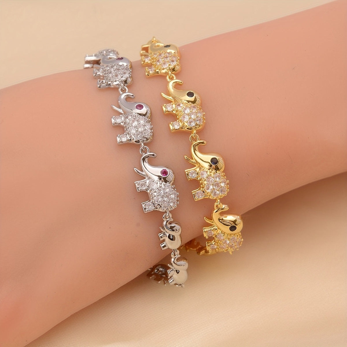 Dainty Zircon Elephant Bracelet