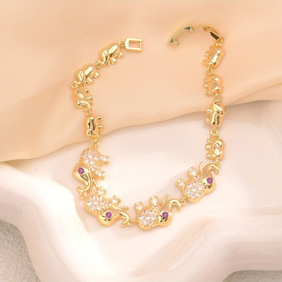Dainty Zircon Elephant Bracelet