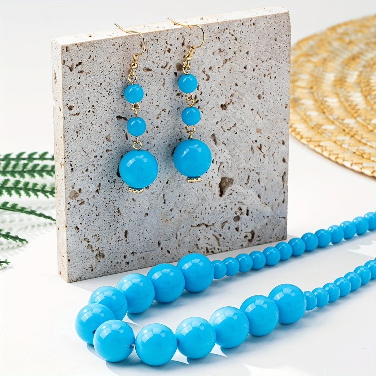 Boho Lavender Bead Necklace & Earring Set