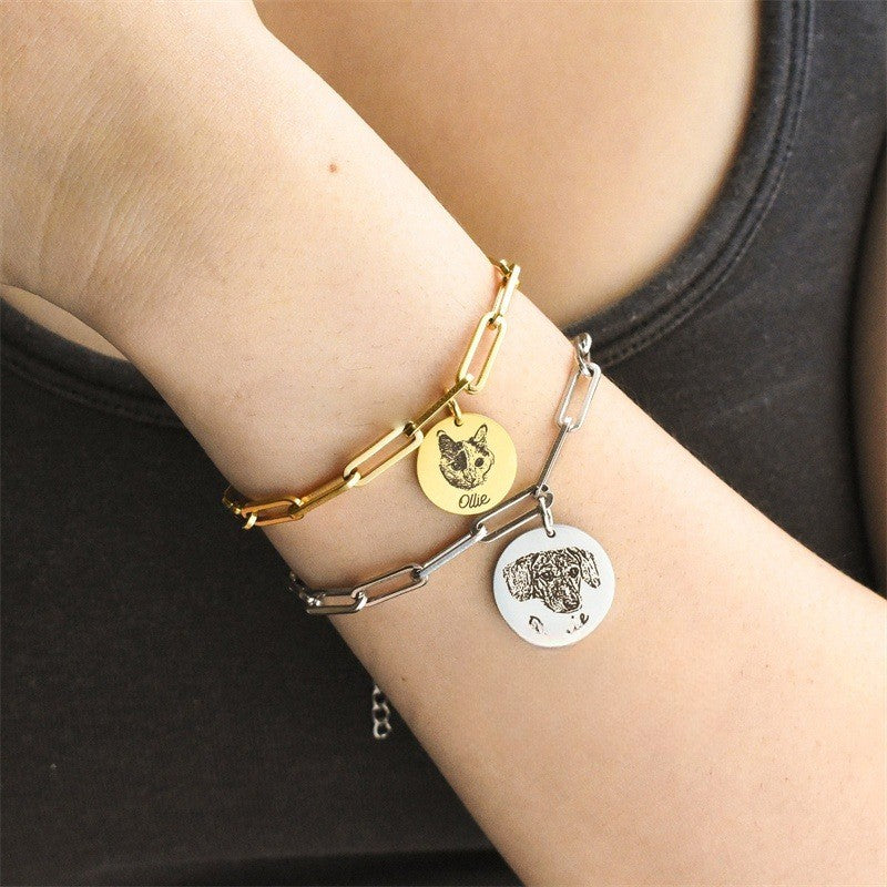 Classy Personalized Dog Portrait Link Bracelet