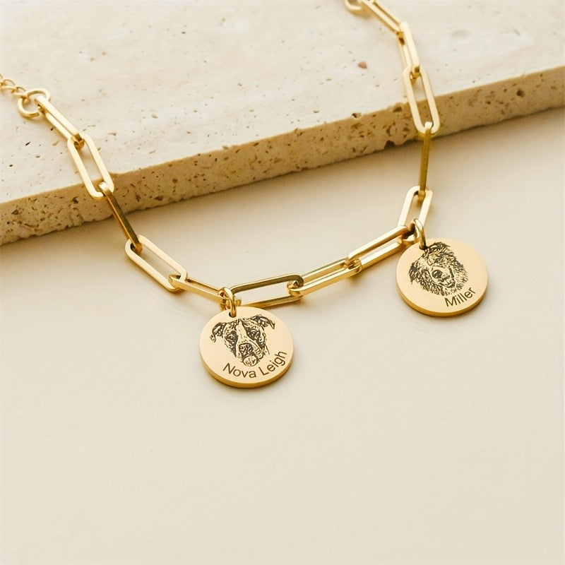 Classy Personalized Dog Portrait Link Bracelet