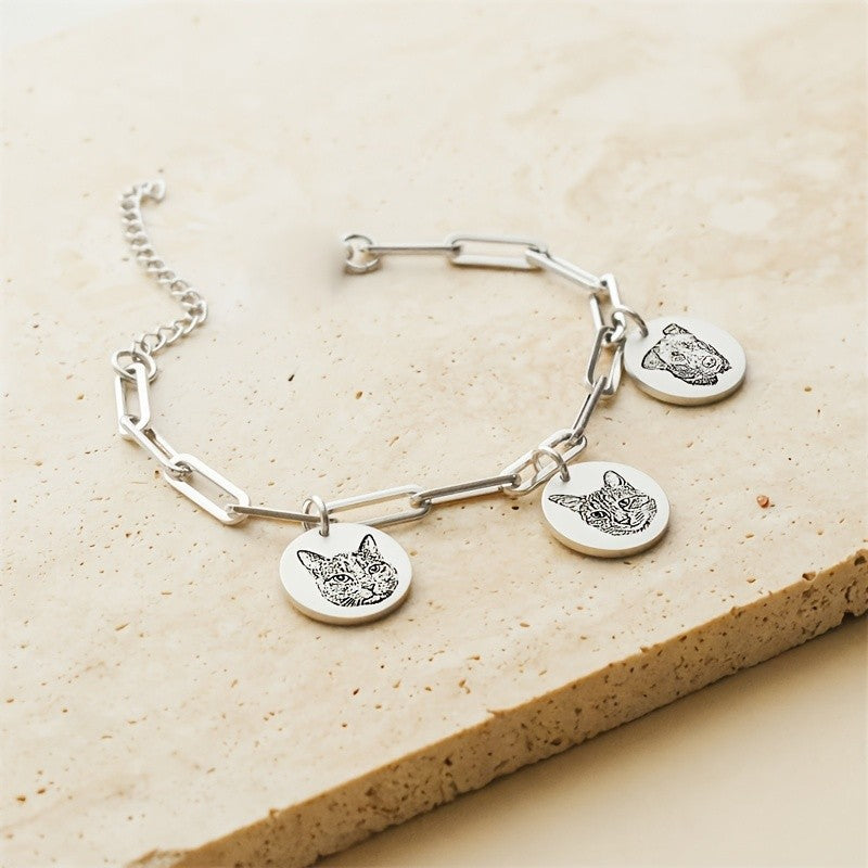 Classy Personalized Dog Portrait Link Bracelet