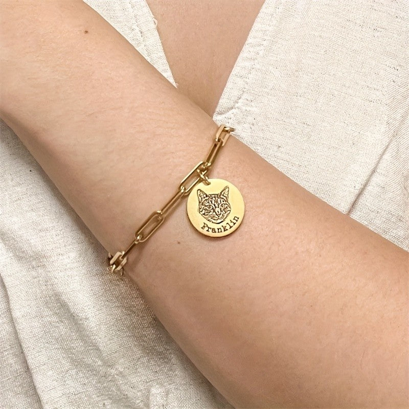 Classy Personalized Dog Portrait Link Bracelet