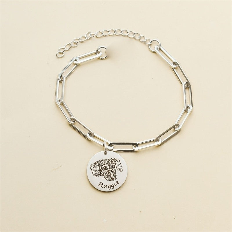 Classy Personalized Dog Portrait Link Bracelet