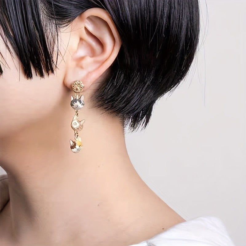 Cute Cat Face Dangle Earrings