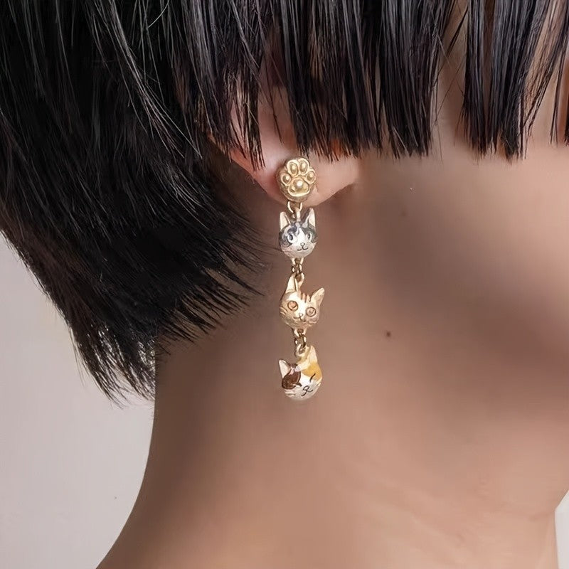 Cute Cat Face Dangle Earrings