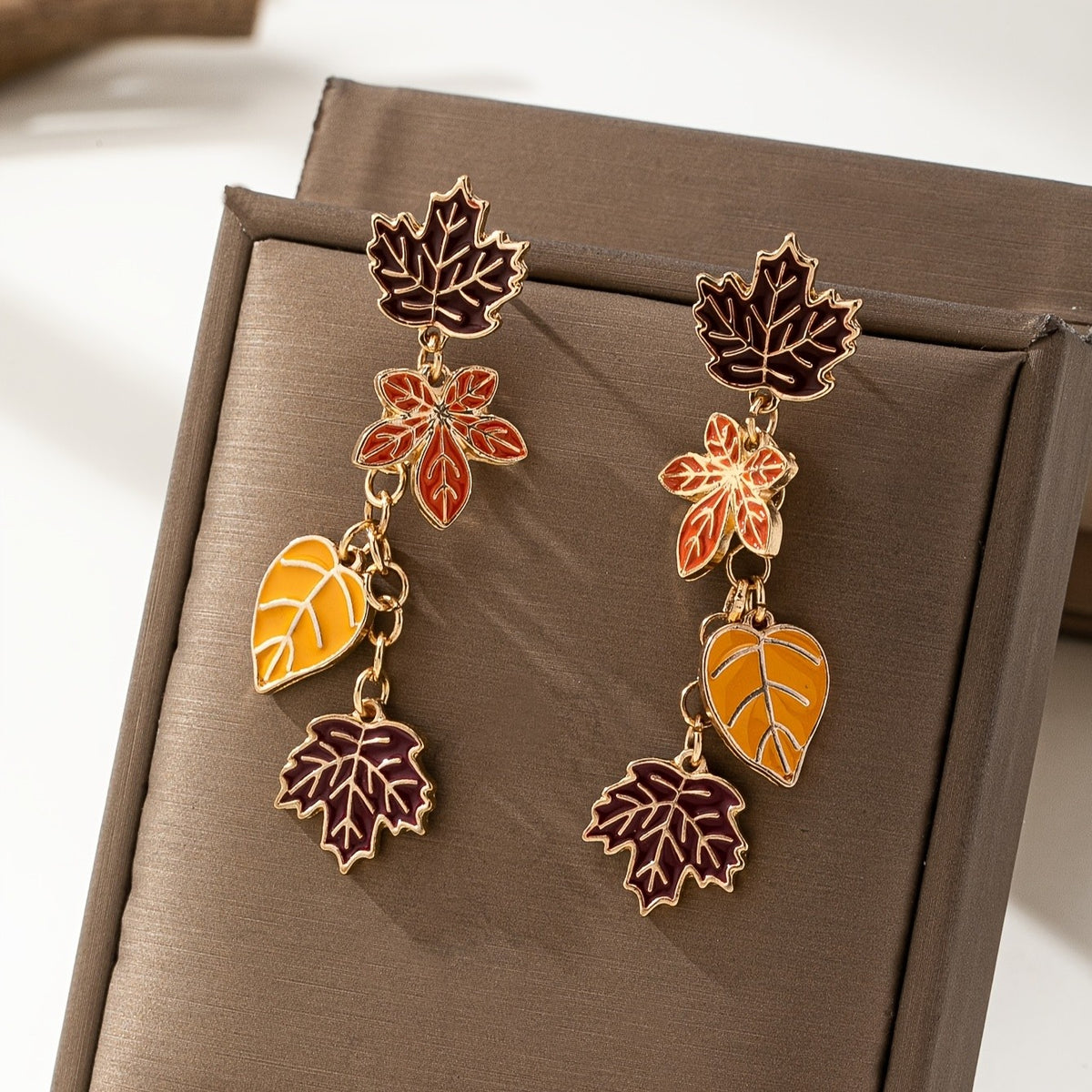 Vintage Autumn Maple Leaf Drop Earrings