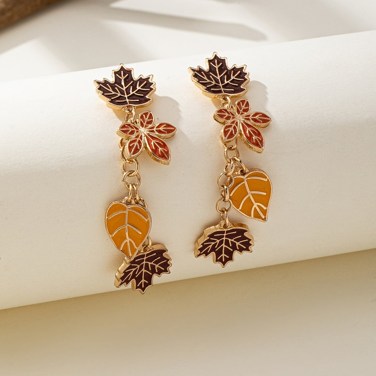 Vintage Autumn Maple Leaf Drop Earrings