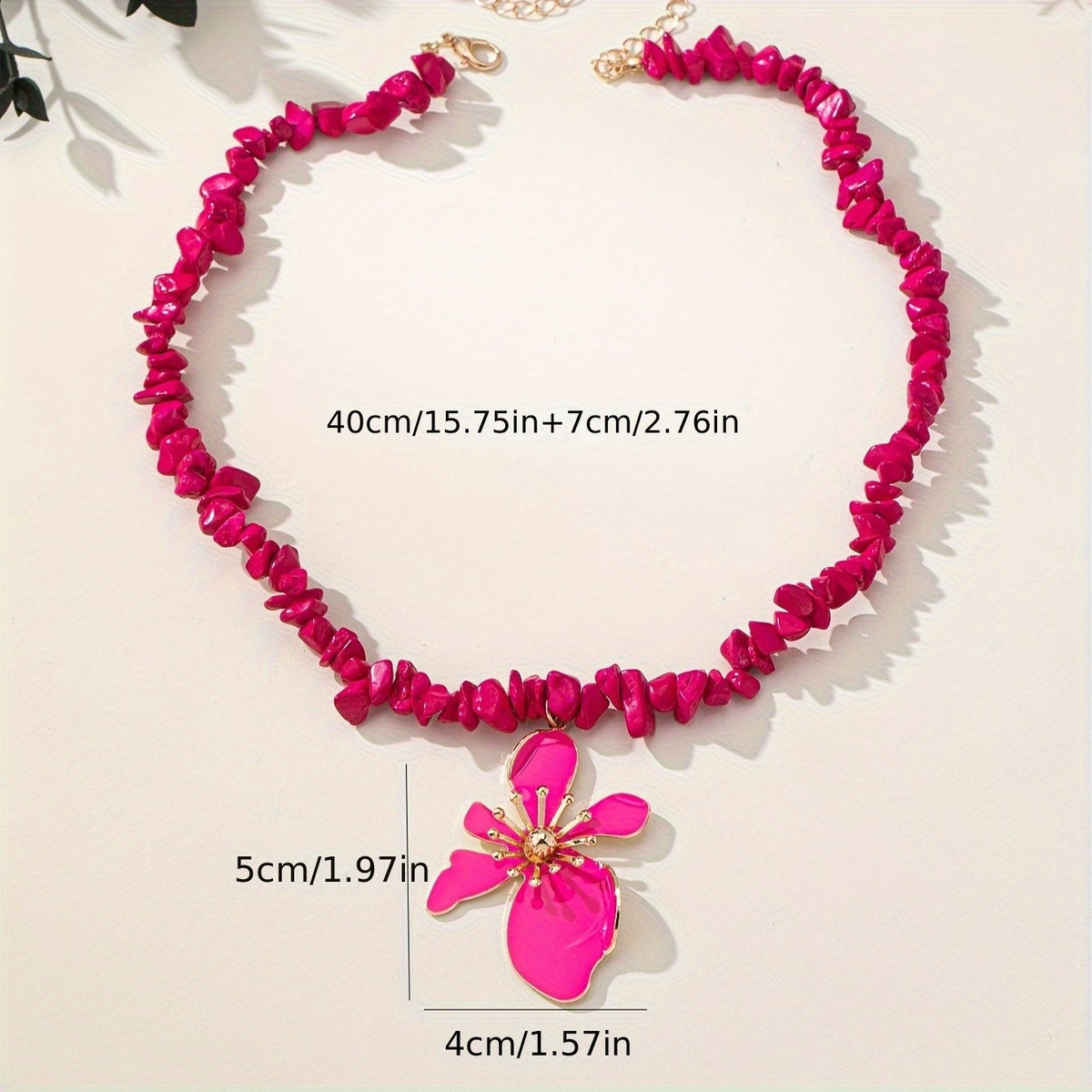 Boho Natural Stone Flower Necklace