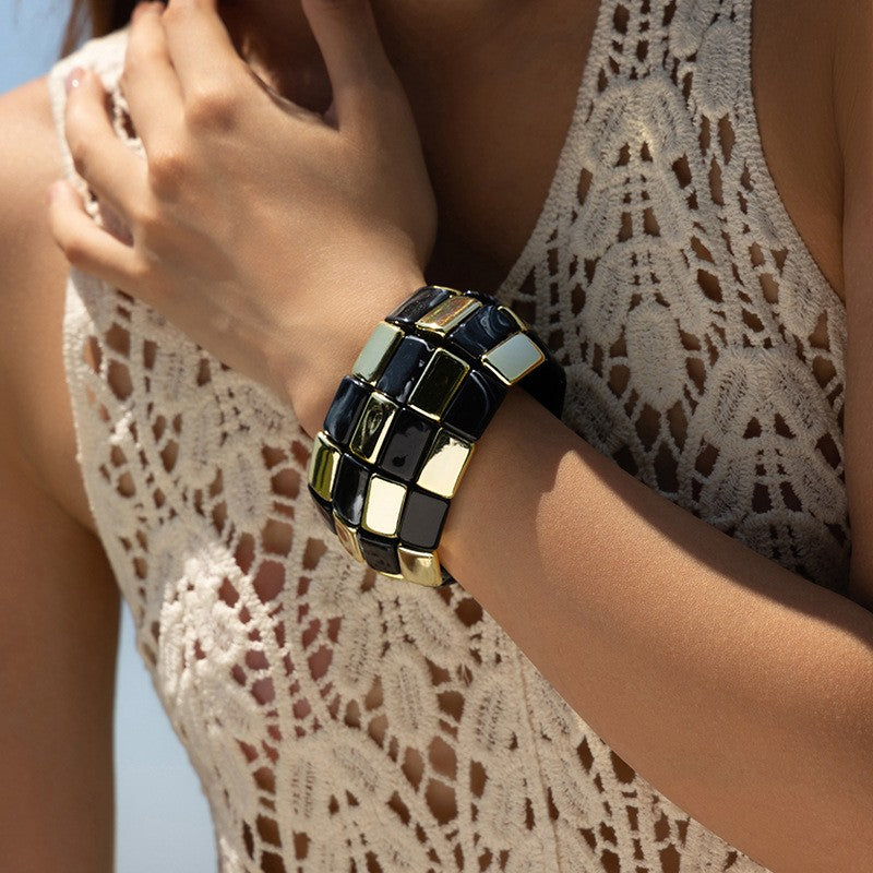 Vintage Chunky Mosaic Acrylic Bracelet