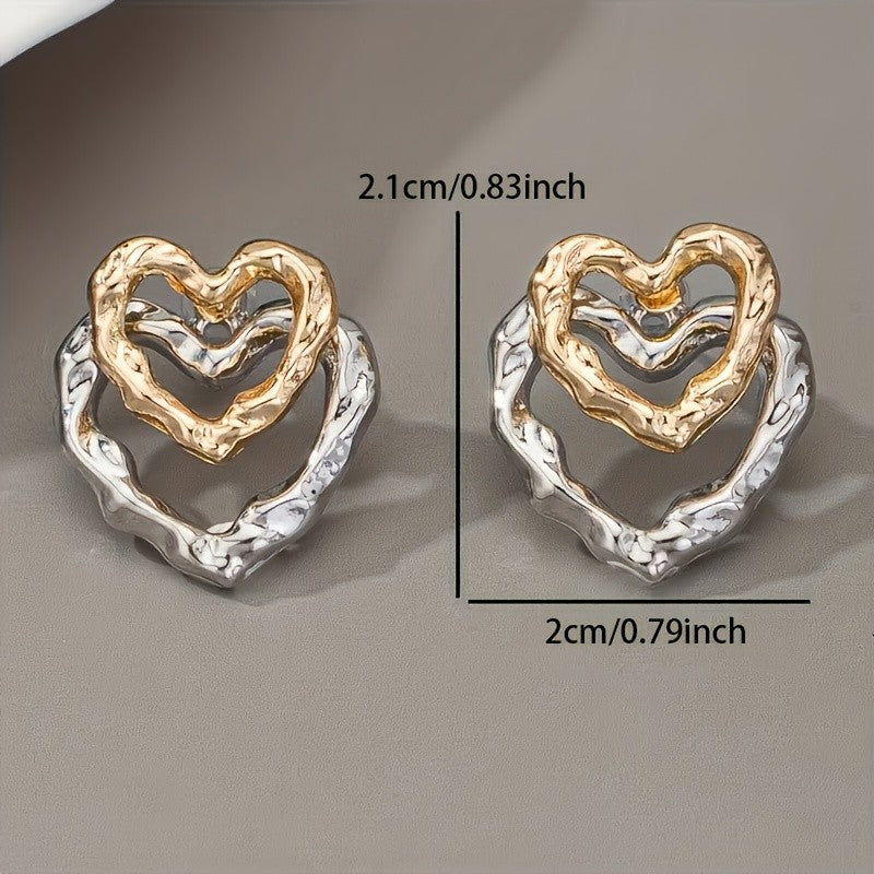 14k Elegant Two-Tone Heart Earrings