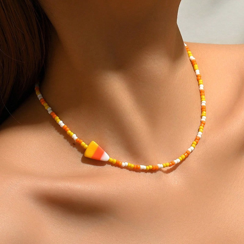 Playful Candy Corn Beaded Necklace