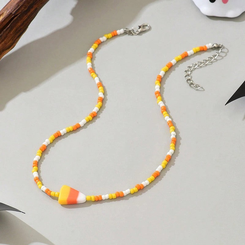 Playful Candy Corn Beaded Necklace