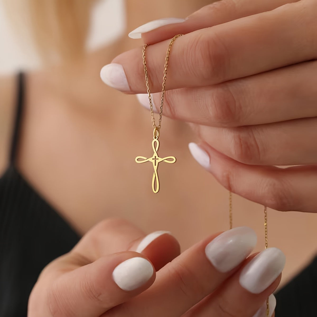 Dainty Infinity Cross Pendant Necklace