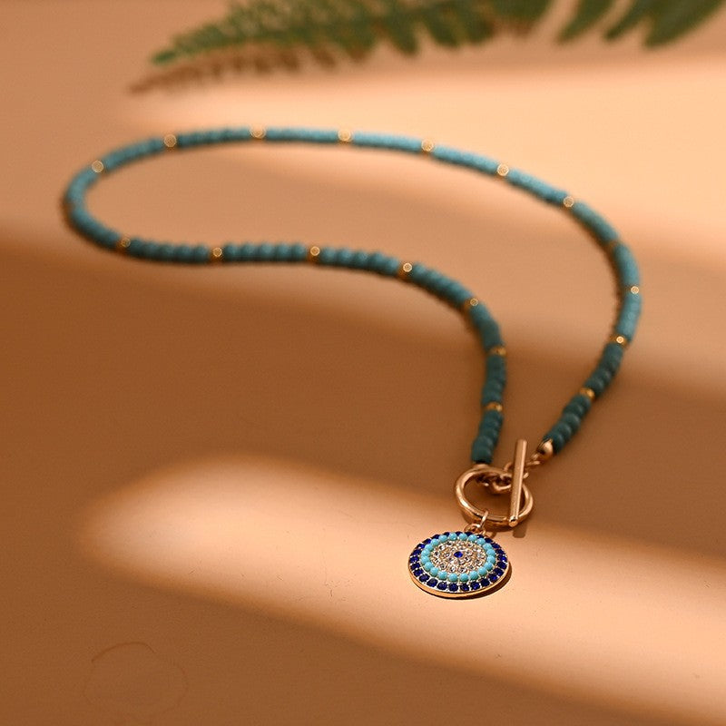 Boho Beaded Evil Eye Necklace
