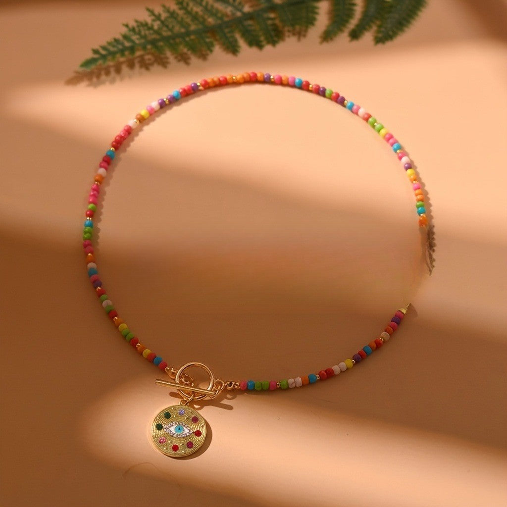 Boho Beaded Evil Eye Necklace
