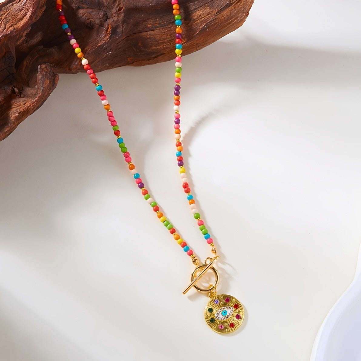 Boho Beaded Evil Eye Necklace