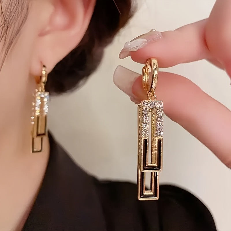 Classy Geometric Rectangle Drop Earrings