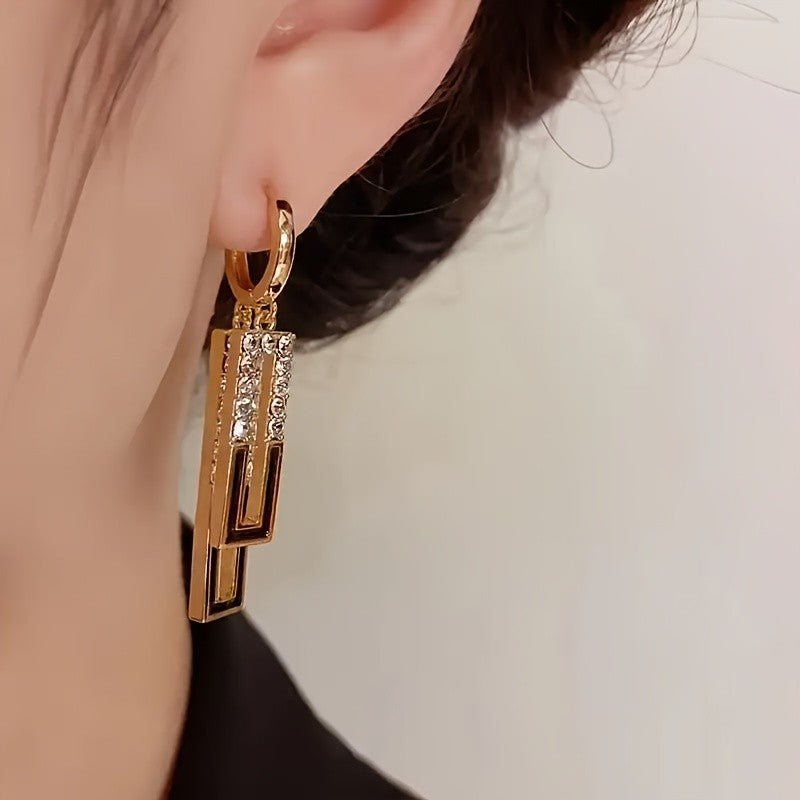 Classy Geometric Rectangle Drop Earrings