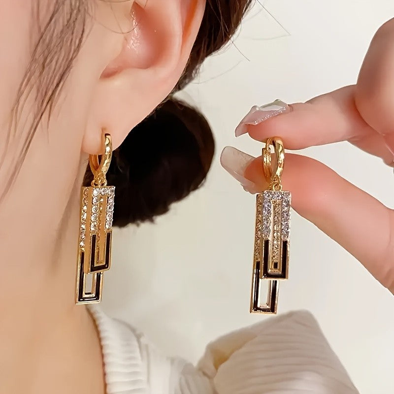Classy Geometric Rectangle Drop Earrings
