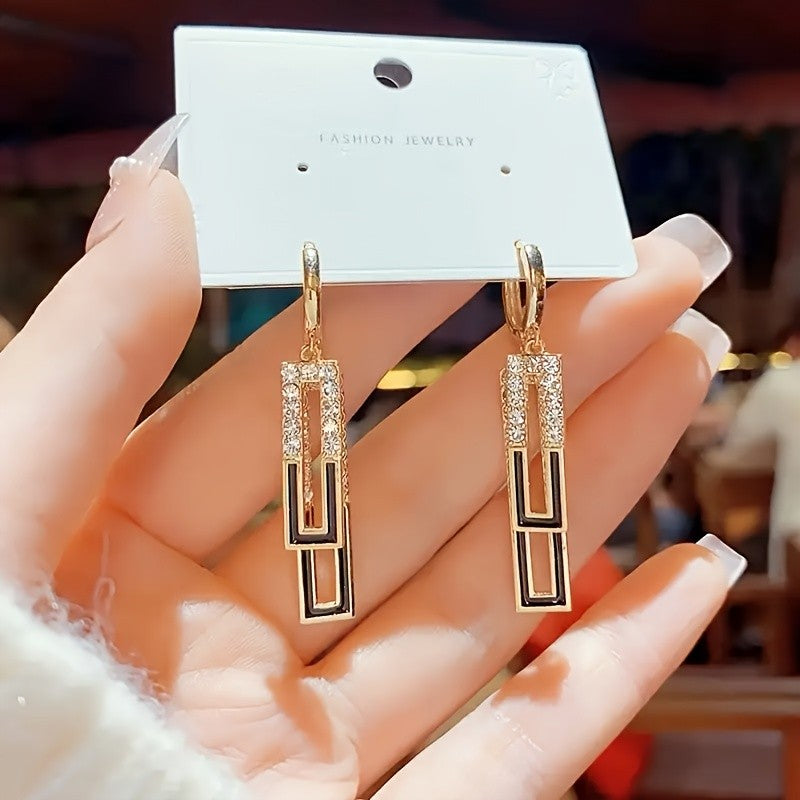 Classy Geometric Rectangle Drop Earrings