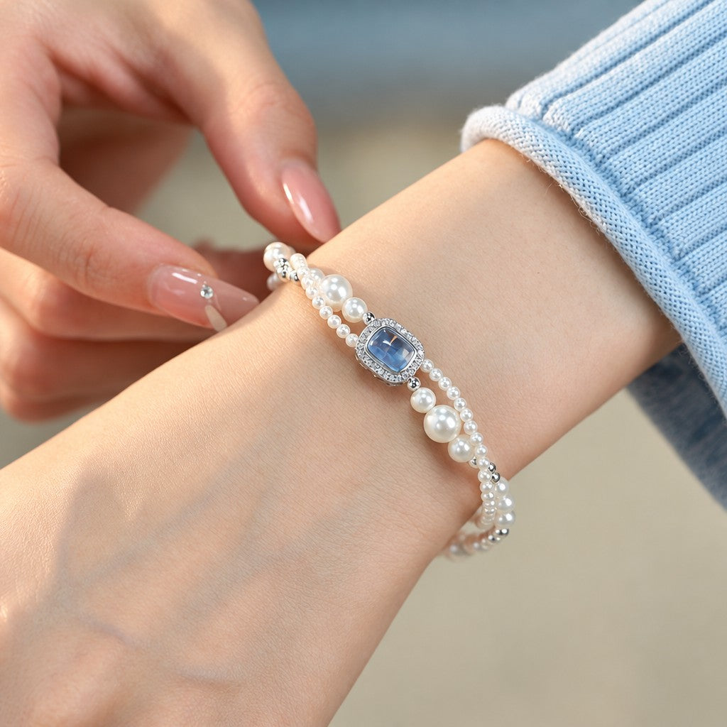 Dainty Layered Pearl Bracelet
