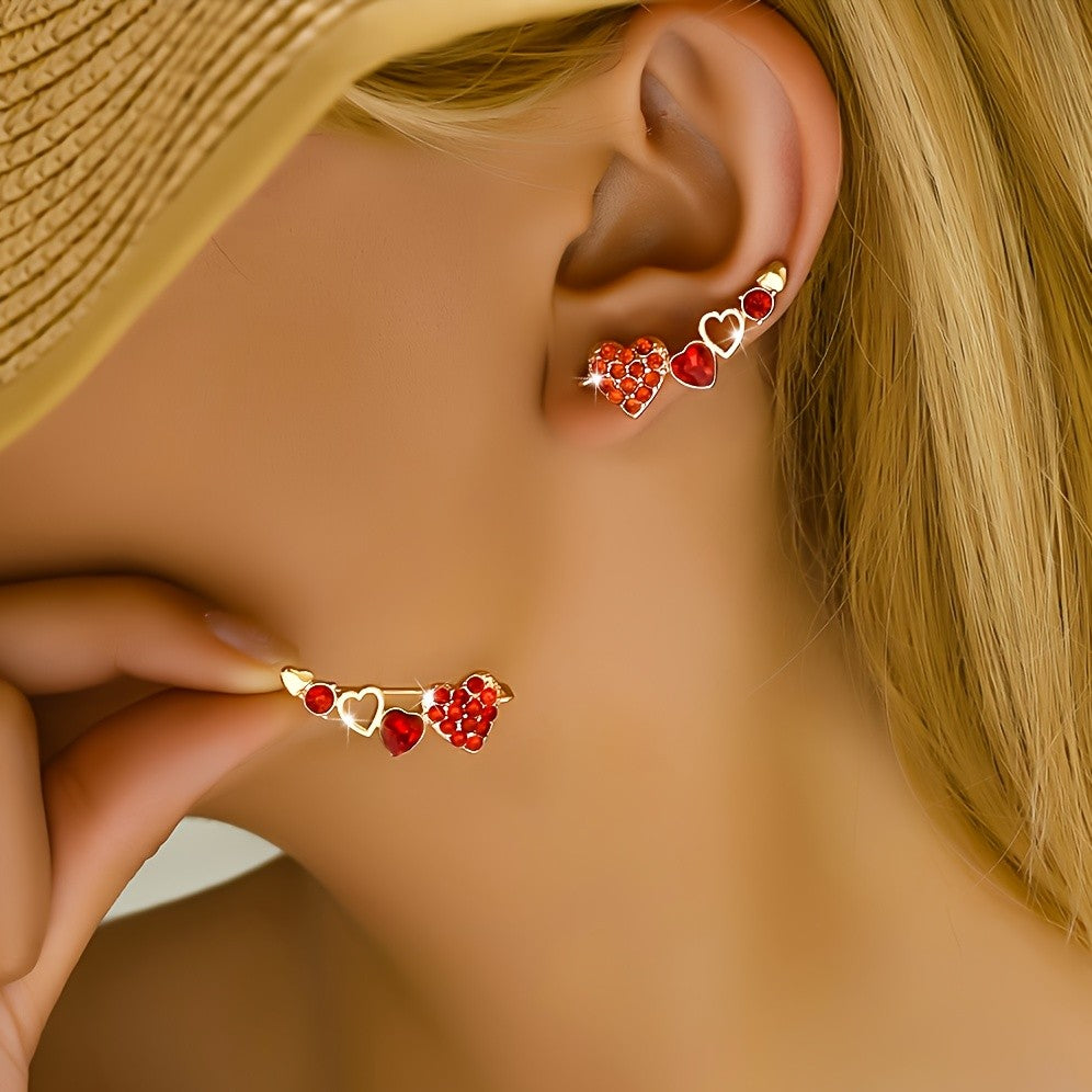 Elegant Red Heart Ear Cuff