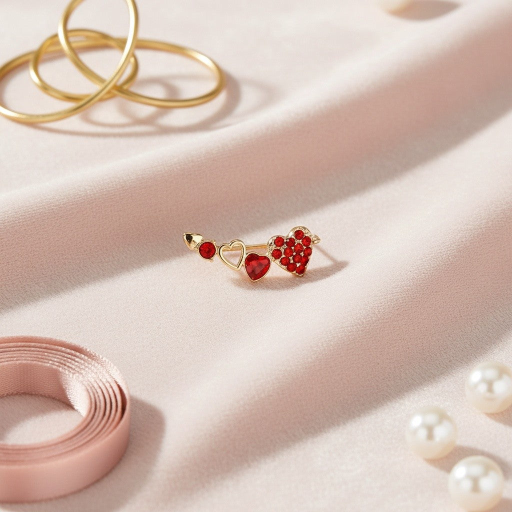 Elegant Red Heart Ear Cuff
